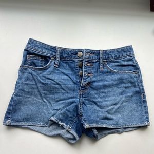 Button up short jean shorts